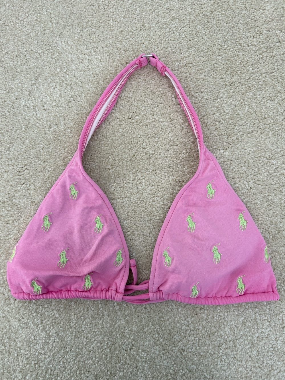 Vintage Polo Ralph Lauren Pony Bikini Top Embroidered Pink Women’s Size Small